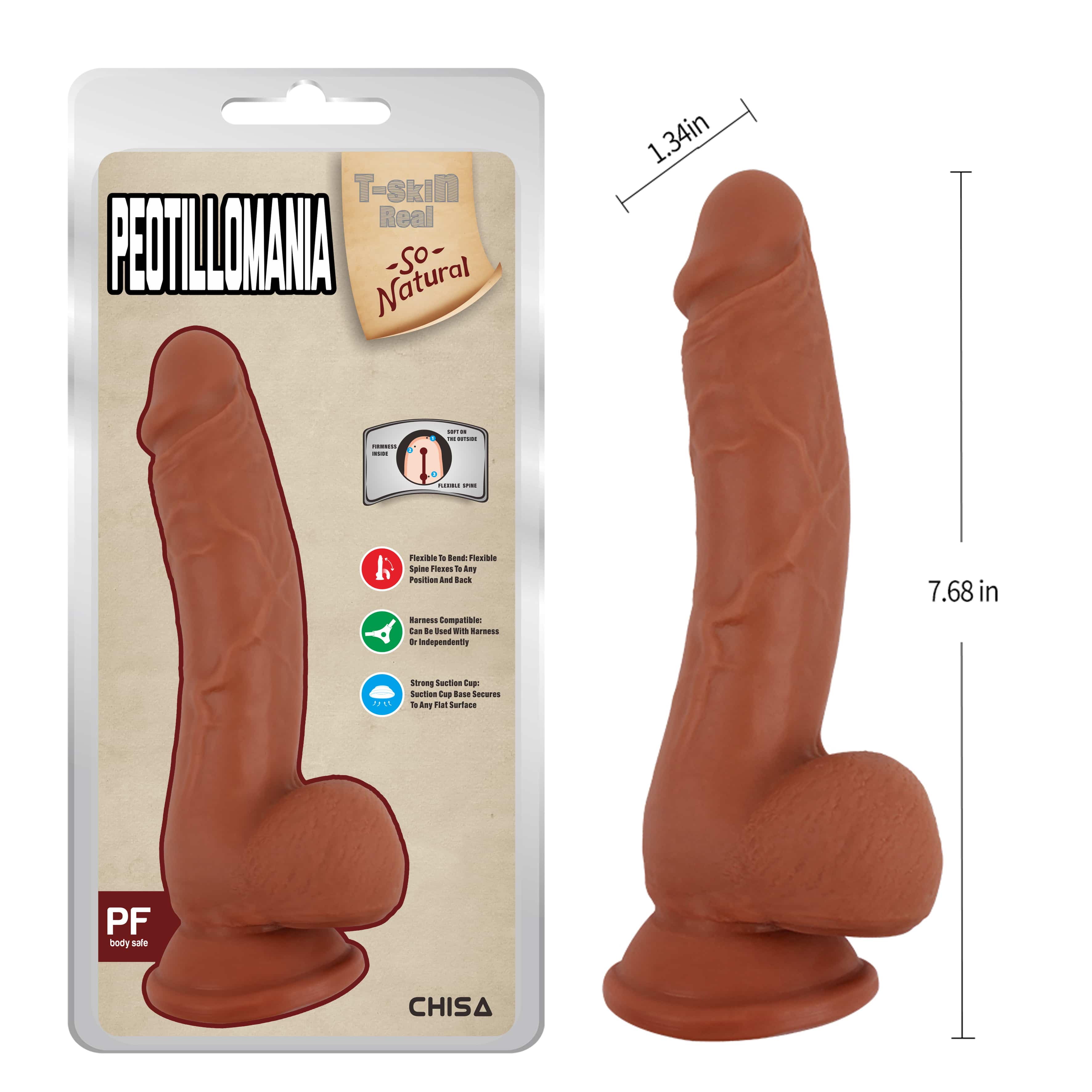 Dildo anatómicamente diseñado para estimulación vaginal y anal, con venas y glande pronunciados