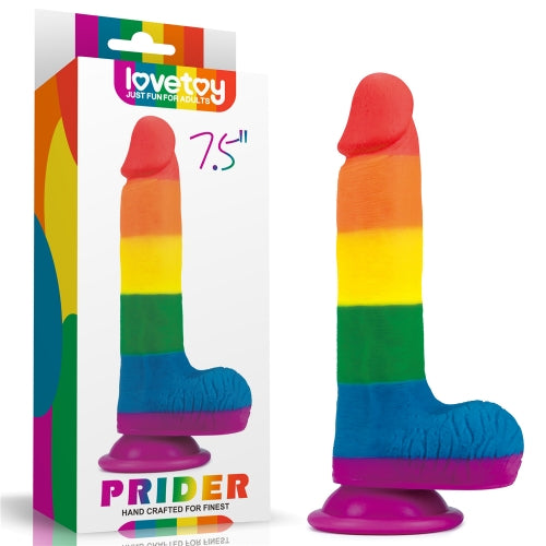 ###
Dildo Rainbow Prider 75 de silicona con diseño de arcoíris brillante