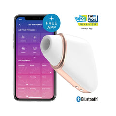Satisfyer Love Triangle clitoral stimulator in rose gold on white background