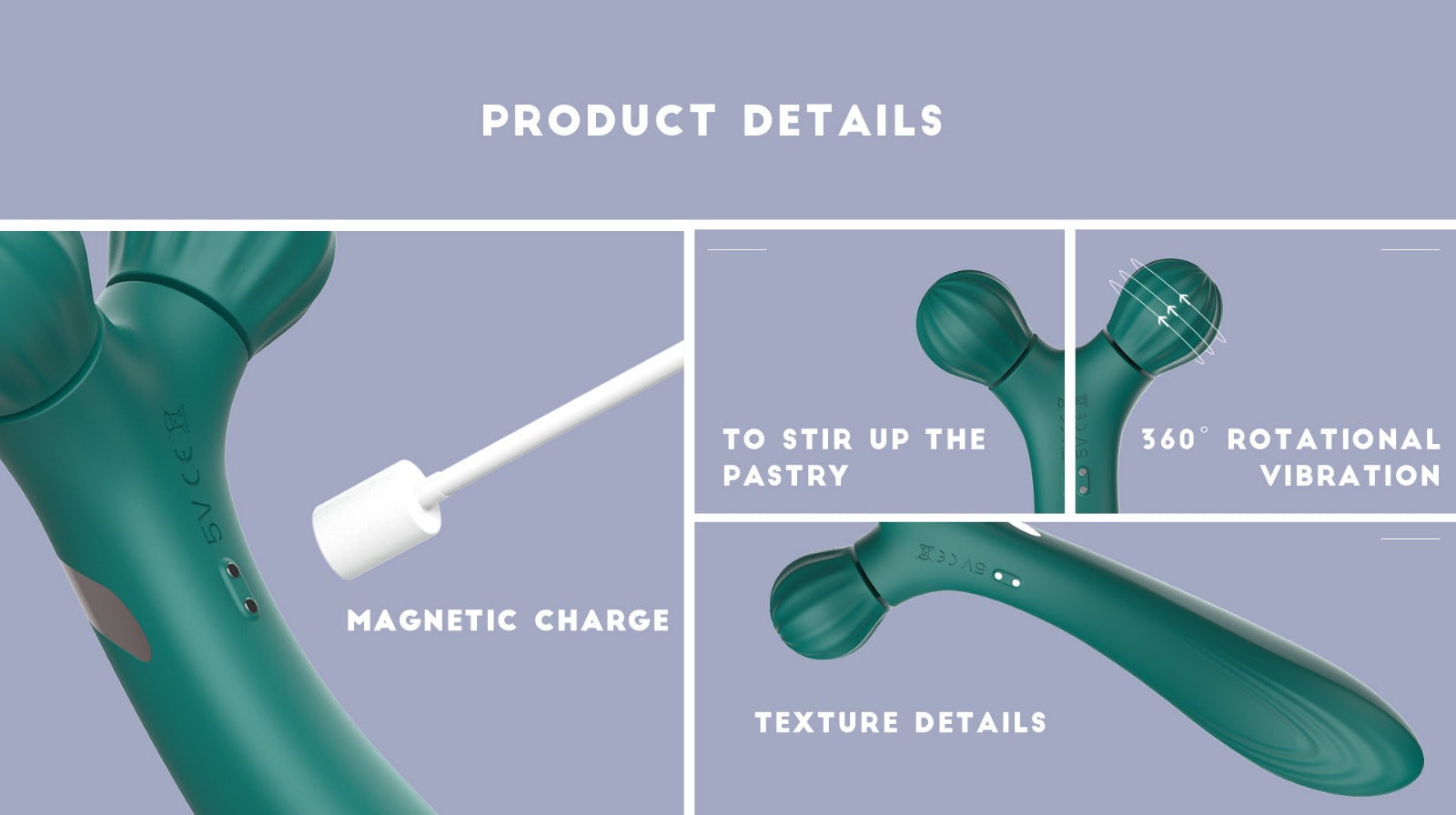 Woman's hand holding the Vibrador Double Head TWIG, showcasing its ergonomic design and easy grip handle