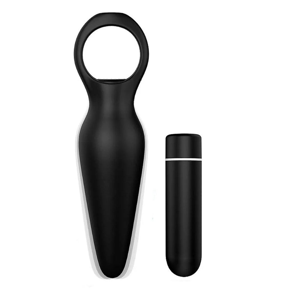 Silicone black anal vibrator with remote control, perfect for intimate pleasure