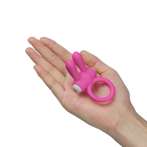 Anillo vibrador con conejito estimulador de clítoris y textura suave de silicona