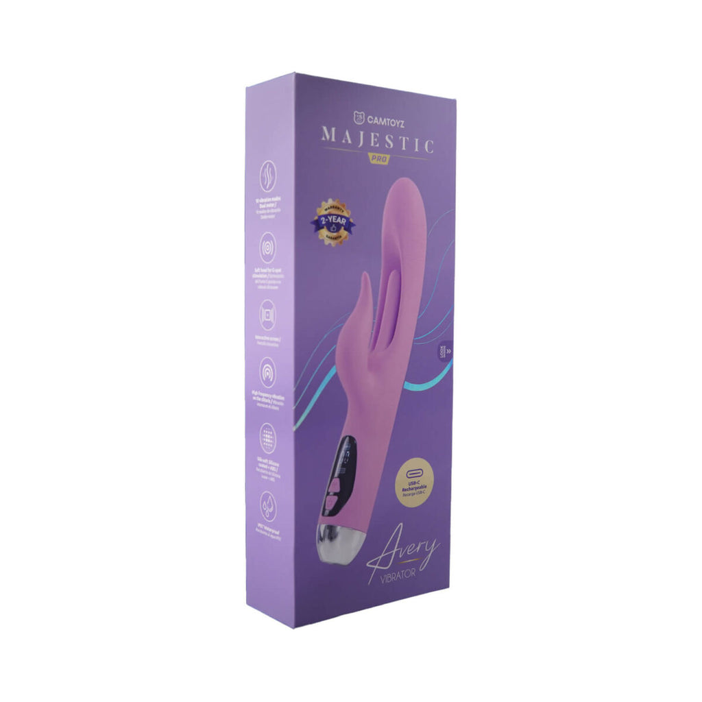 Vibrador Avery Majestic Pro with 10 vibration modes and silicone texture