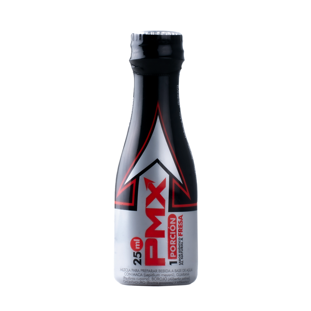 Mini PMX 25 ml product in a clear plastic bottle with a white label and black cap, displayed on a white background, ideal for travel or on-the-go use 