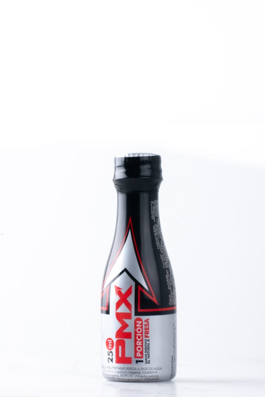  Close-up of a 25 ml Mini PMX bottle, showcasing its compact size and convenient packaging, perfect for carrying in a purse or pocket