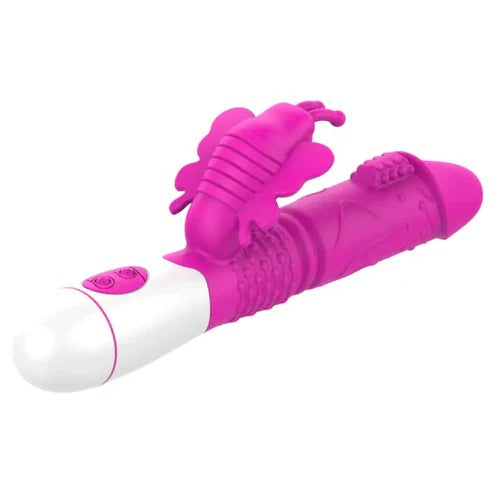 Vibrador manos libres con forma de mariposa para estimulación femenina