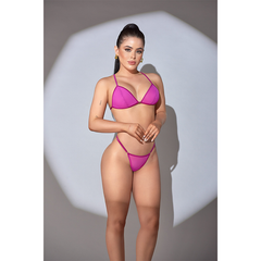 Beautiful and sexy magenta lingerie set with lace details and matching thong