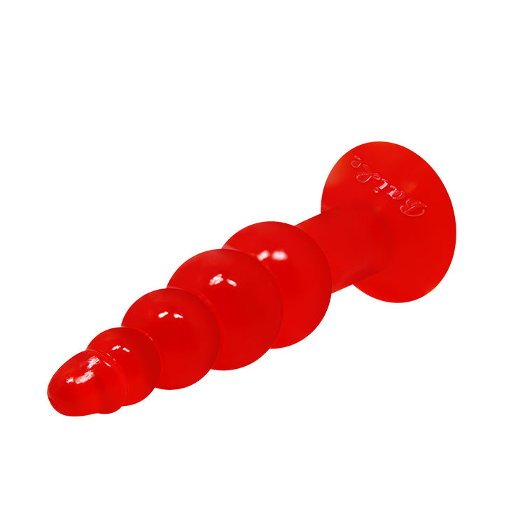 Top view of PLUG BUTT RIDERS product in blue silicone with narrow neck and wide base for safety