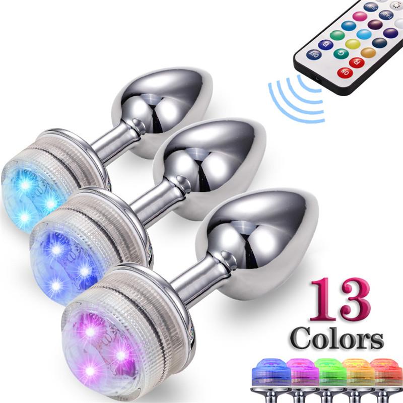 Multi-color LED anal plug with remote control for added excitement