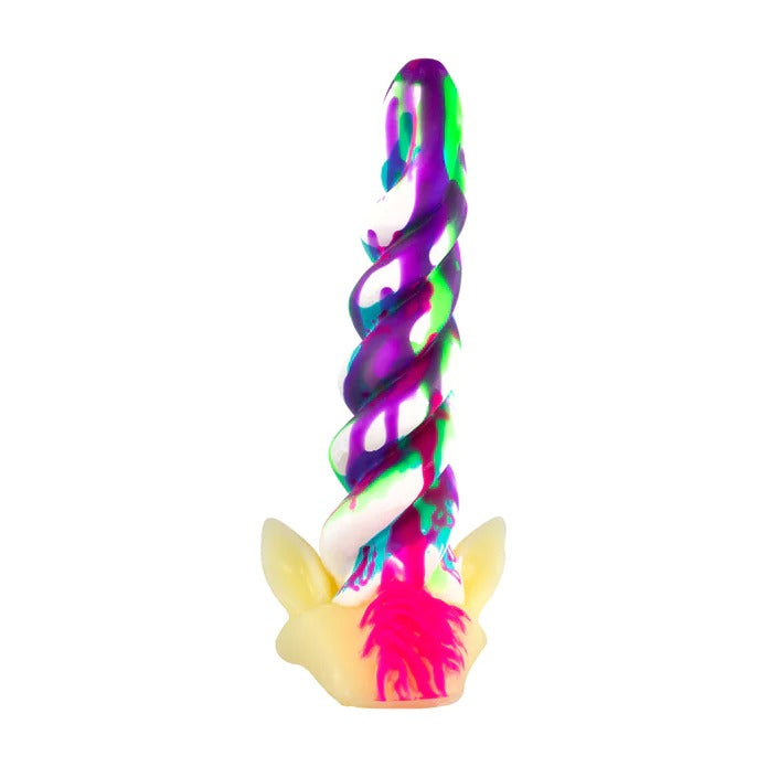 Colorful medium-sized rainbow dildo with realistic texture and veins for pleasure 