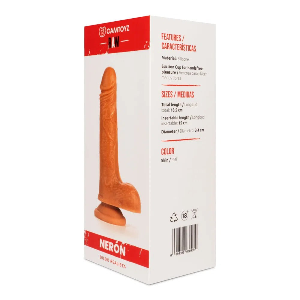 Big Realistic Dildo with Black Skin and Textured Shaft