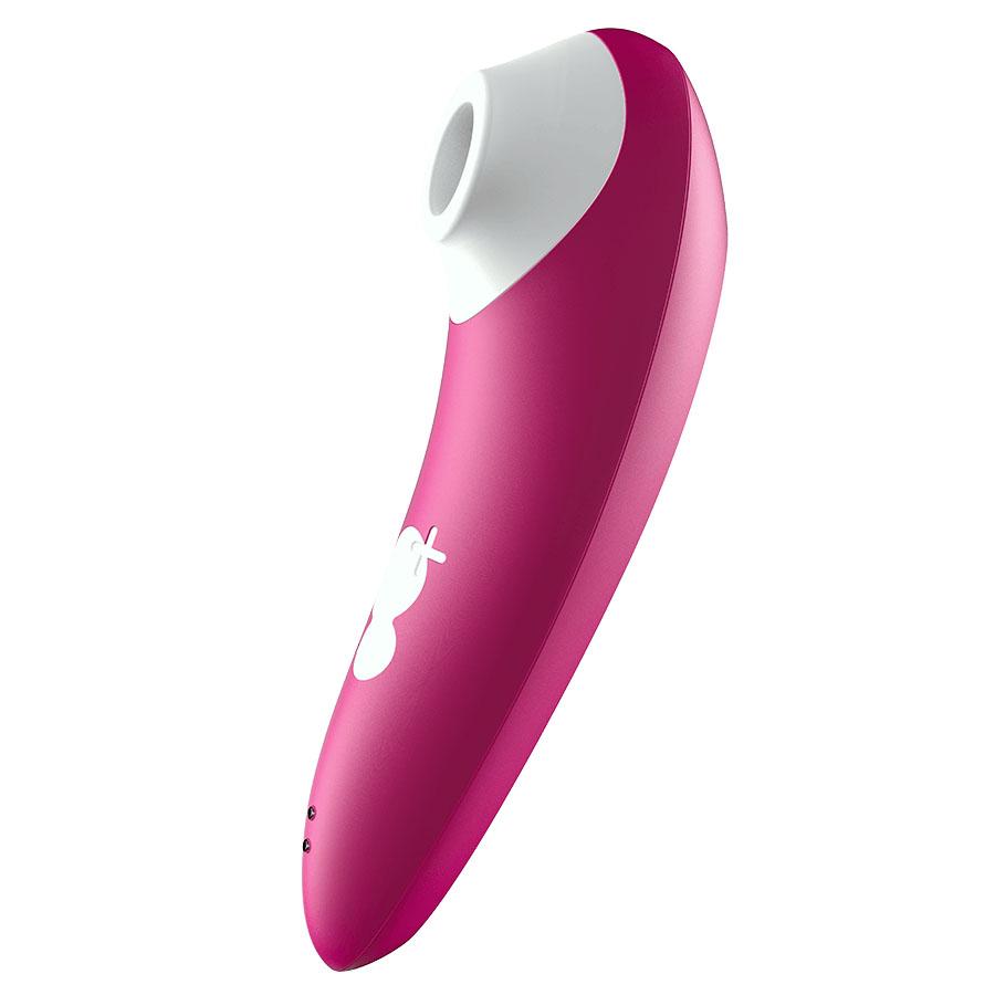  Close-up of Romp Shine Pink vibrator with ergonomic design and easy-to-use controls