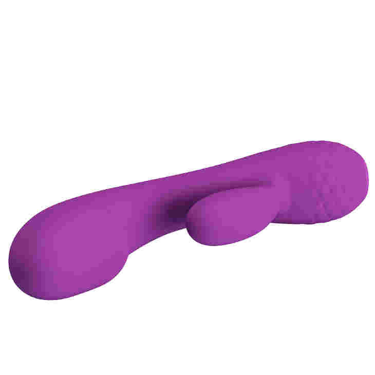  Hand holding the PRETTY LOVE DOREEN 12 FUNCTIONS vibrator to demonstrate its size and ergonomic design
