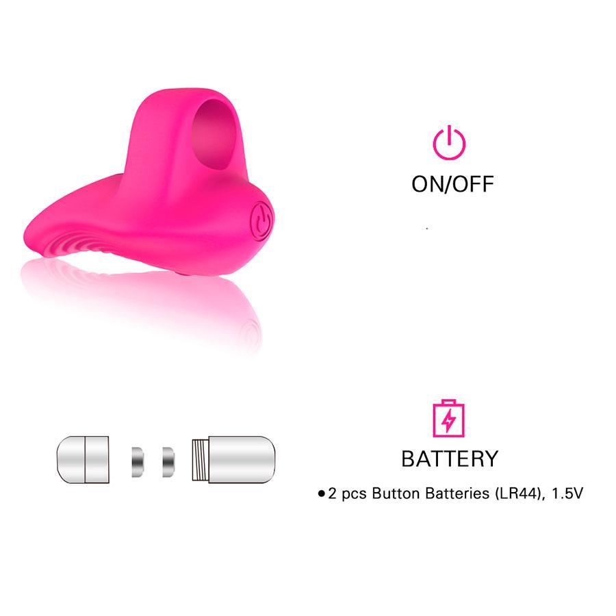 Alt text: A close-up image of a vibrant pink finger ring with intricate detailing and a sparkling gemstone, designed to add a pop of color and style to any outfit