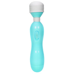 Woman using VIBRADOR WAND ARES in Black for muscle relaxation and tension relief