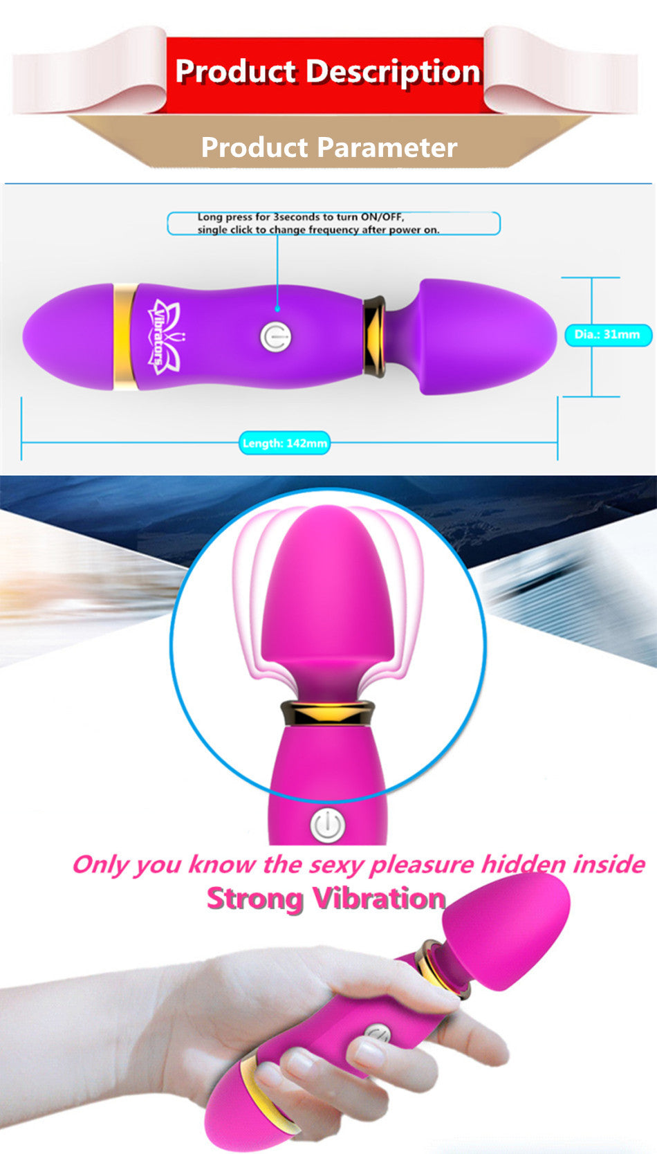 Durable and long-lasting Mini Wand Kinds Stong Recargable handheld massager for deep tissue massage