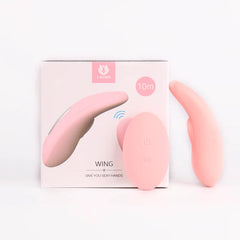 Remote control vibrator with wing-shaped design for hands-free pleasure 
