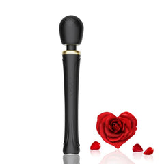 Close-up of Winyi Klaus Masajeador handheld massager with heat and vibration settings on white background