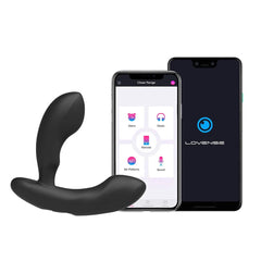Black Lovense Edge 2 prostate massager with adjustable arm and remote control