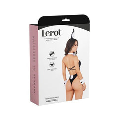 Beautiful woman wearing a provocative Playboy bunny costume with Lerot brand