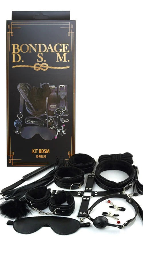Kit Sado Deluxe Bondage 50 Sombras with handcuffs, blindfold, and feather tickler for sensual and adventurous play